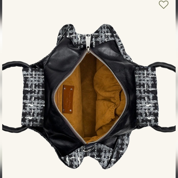 Patricia Nash Millburn Crossbody Black Leather & Boucle Woven Pattern - Picture 6 of 8